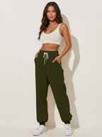 Getailleerde pantalon met stretch in groen