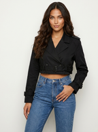 Getailleerde trenchcoat met ceintuur en knoopsluiting voor dames in zwart