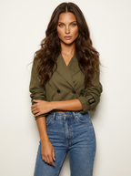 Getailleerde trenchcoat met ceintuur en knoopsluiting voor dames in militair groen