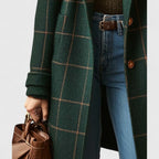 Getailleerde tweed jas met ruitdessin en reverskraag voor dames