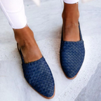 Gevlochten slingback ballerina's met puntige neus in blauw