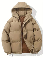 Gewatteerde winterjas met capuchon en ritssluiting voor dames in khaki