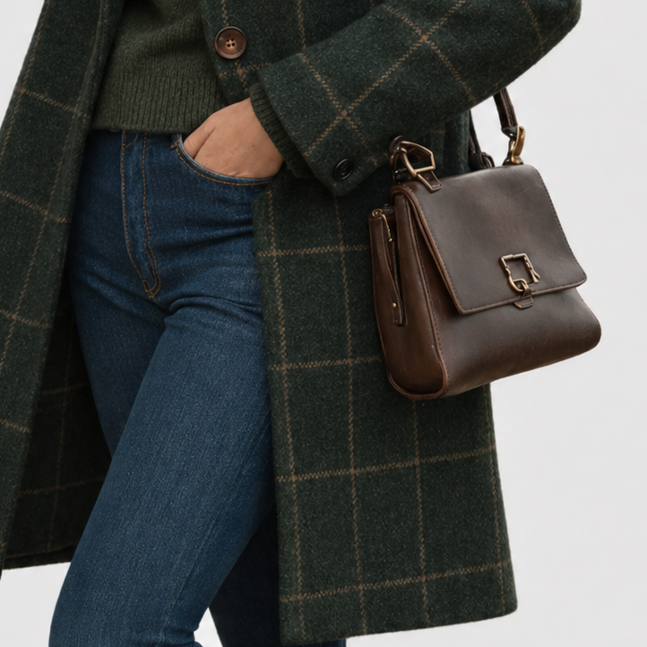 Halflange jas met revers en paspelzakken voor dames
