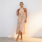 Halter maxi jurk met bloemenprint in meerkleurig