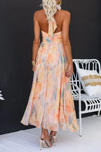Halter maxi jurk met bloemenprint