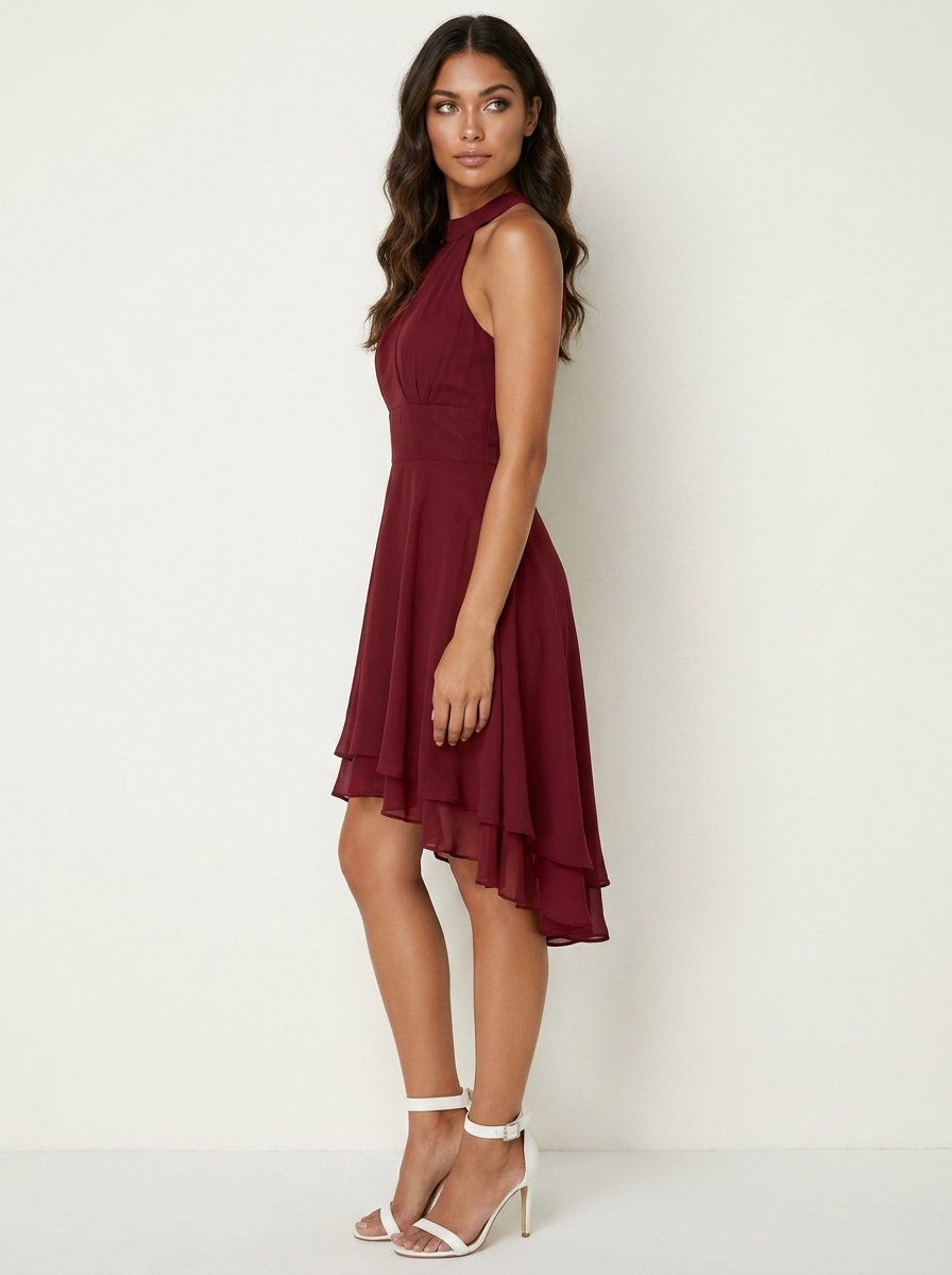 Halterjurk met asymmetrische zoom voor dames