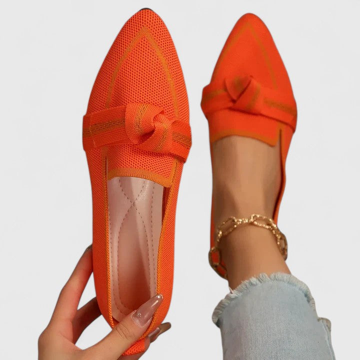 Instappers met strikdetail en puntige neus voor dames in oranje