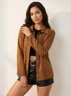 Jack met suède-look en knoopsluiting voor dames