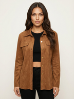 Jack met suède-look en knoopsluiting voor dames