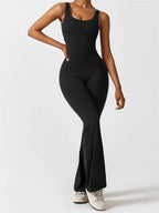 Jumpsuit met flared pijpen en ronde hals voor dames