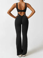 Jumpsuit met flared pijpen en ronde hals voor dames