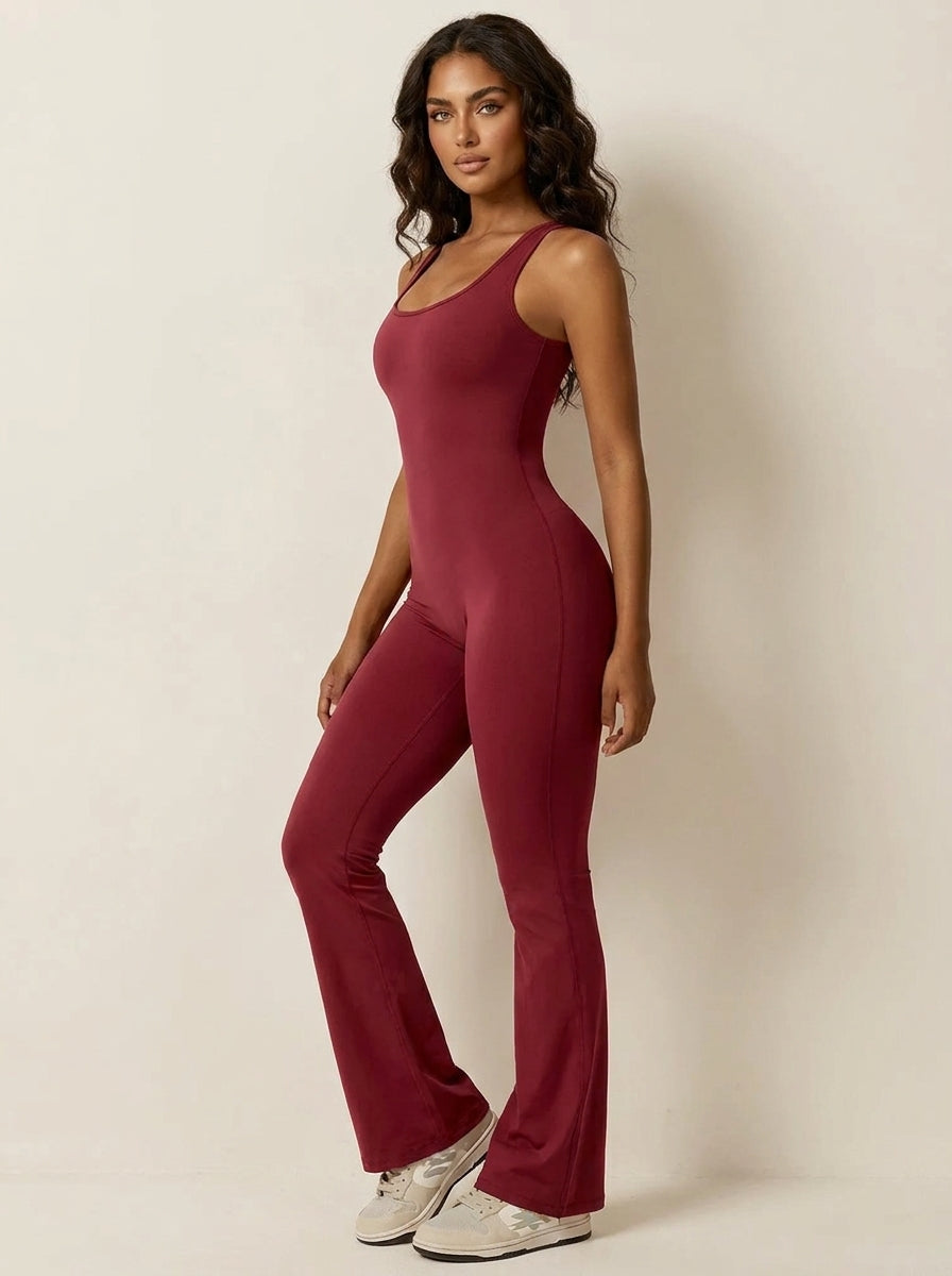 Jumpsuit met flared pijpen en ronde hals voor dames