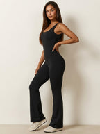 Jumpsuit met flared pijpen en ronde hals voor dames