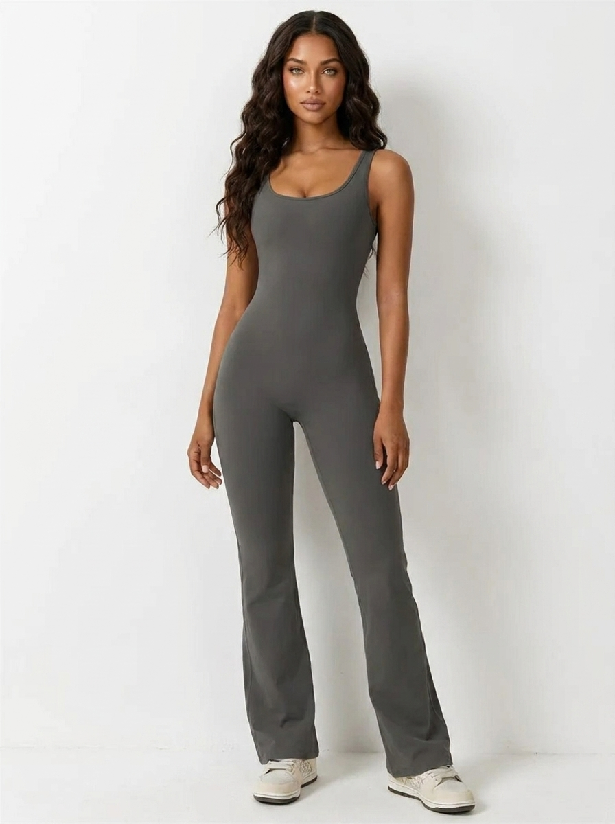Jumpsuit met flared pijpen en ronde hals voor dames in grijs