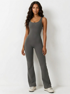 Jumpsuit met flared pijpen en ronde hals voor dames in grijs