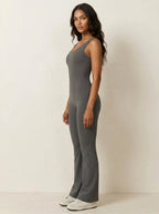 Jumpsuit met flared pijpen en ronde hals voor dames