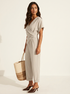 Jumpsuit met overslag V-hals en cropped broekspijpen voor dames