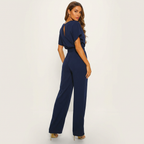 Dames jumpsuit met strikceintuur en wijde pijpen