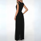 Mouwloze jumpsuit met wijde pijpen en overlay voor dames