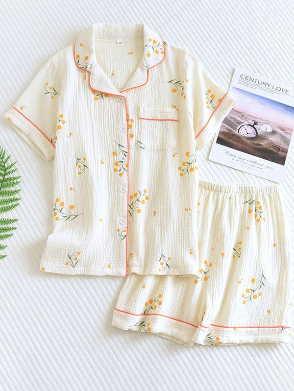 Katoenen pyjama set met top en broek voor dames