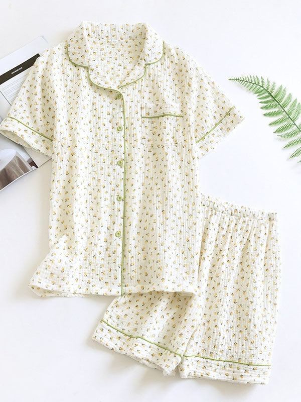 Katoenen pyjama set met top en broek voor dames