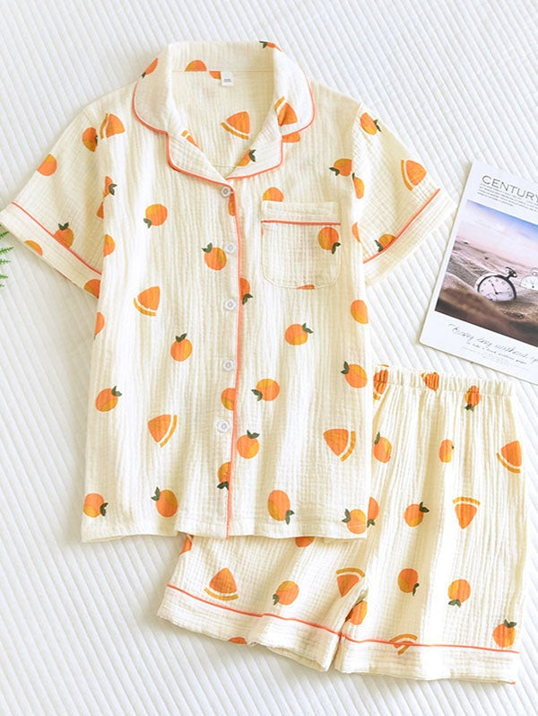 Katoenen pyjama set met top en broek voor dames