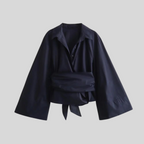 Katoenen top met strikceintuur voor dames