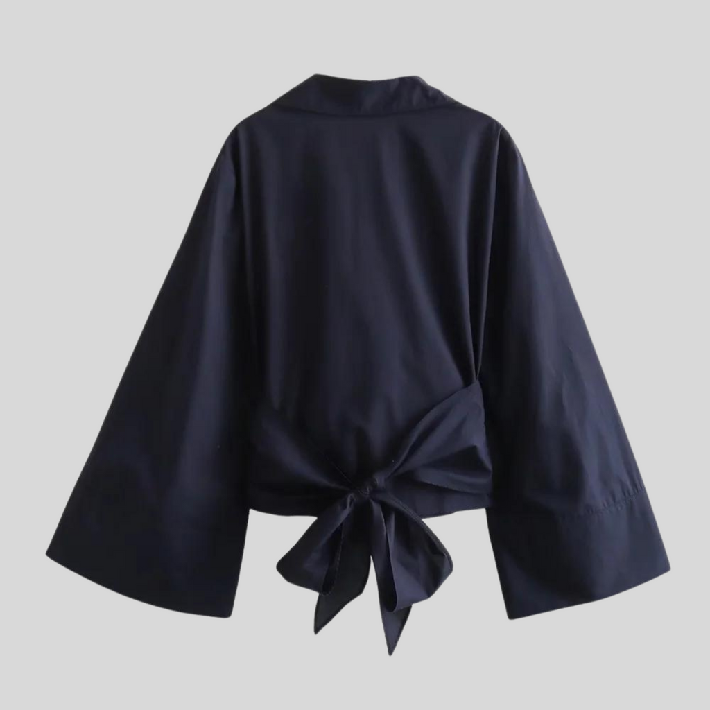 Katoenen top met strikceintuur voor dames