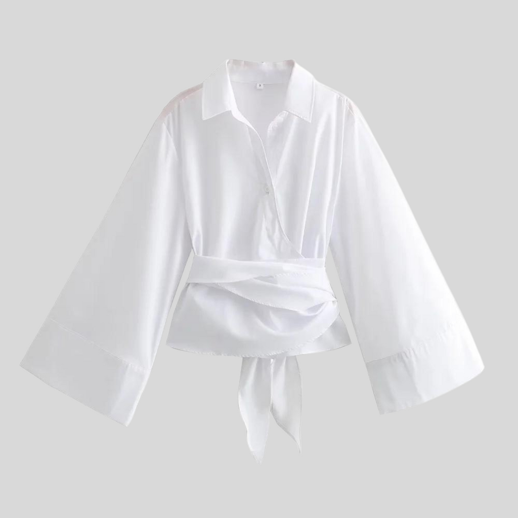Katoenen top met strikceintuur voor dames