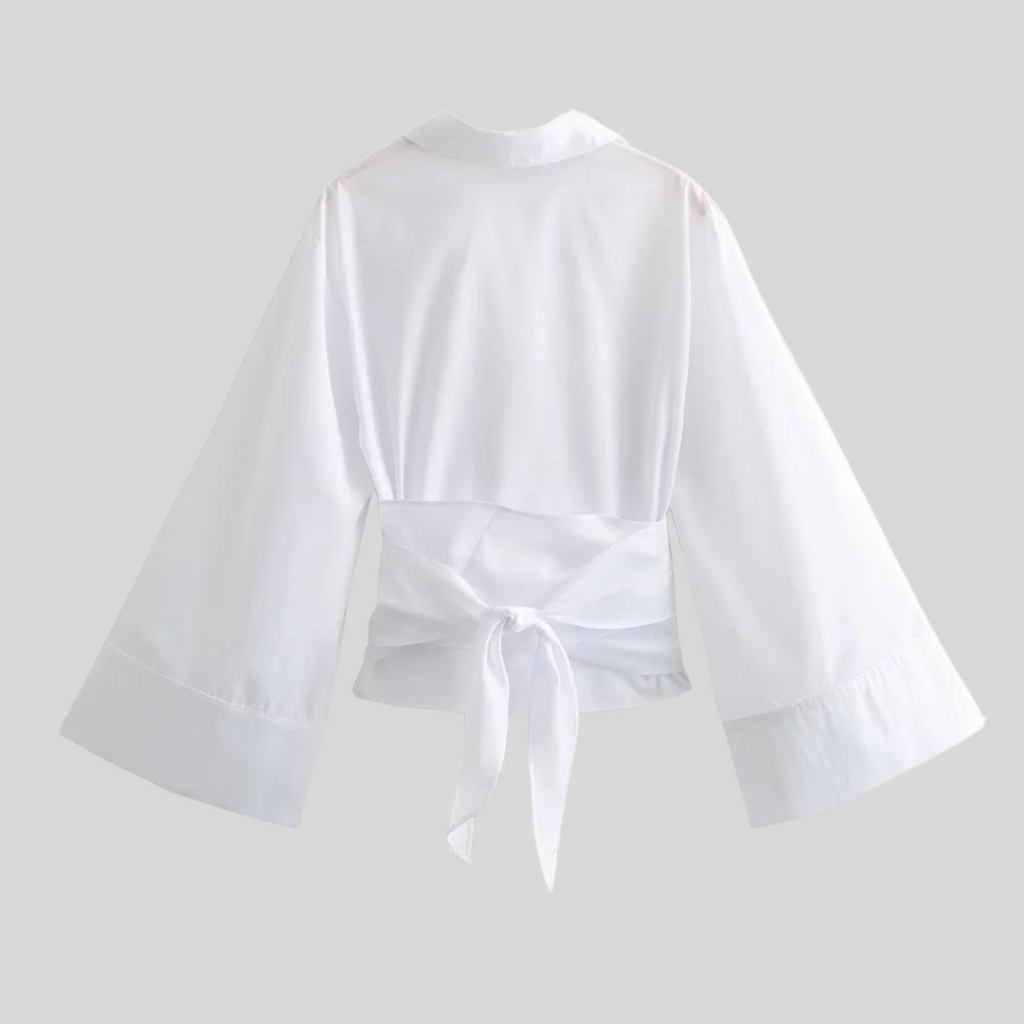 Katoenen top met strikceintuur voor dames