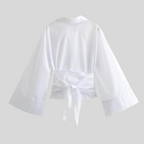 Katoenen top met strikceintuur voor dames