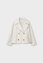 Korte blazer met dubbele knoopsluiting en brede revers voor dames