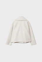 Korte blazer met dubbele knoopsluiting en brede revers voor dames