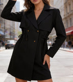 Korte blazer met trekkoord in de taille voor dames in zwart