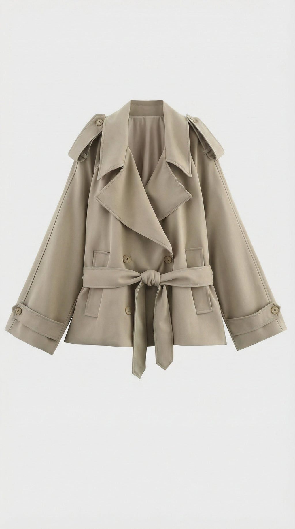 Korte trenchcoat met ceintuur en stormflap voor dames