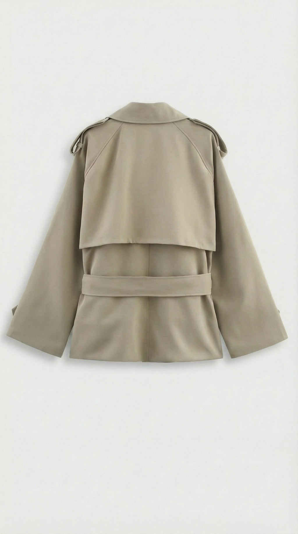 Korte trenchcoat met ceintuur en stormflap voor dames