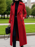 Lange jas met getailleerde pasvorm en zachte voering voor dames in rood
