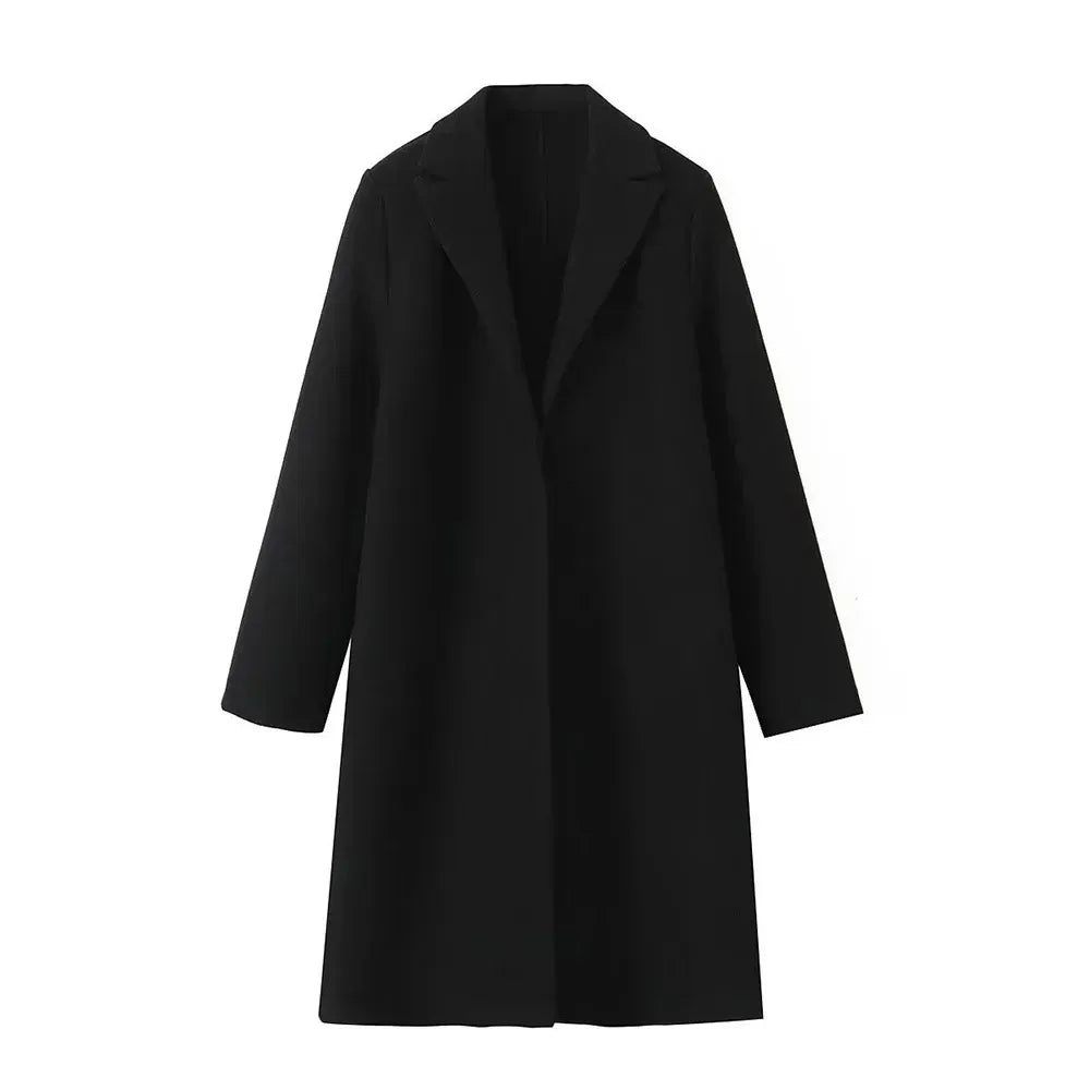 Lange mantel met open design en reverskraag voor dames