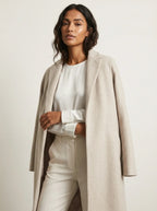 Lange mantel met open design en reverskraag voor dames in beige