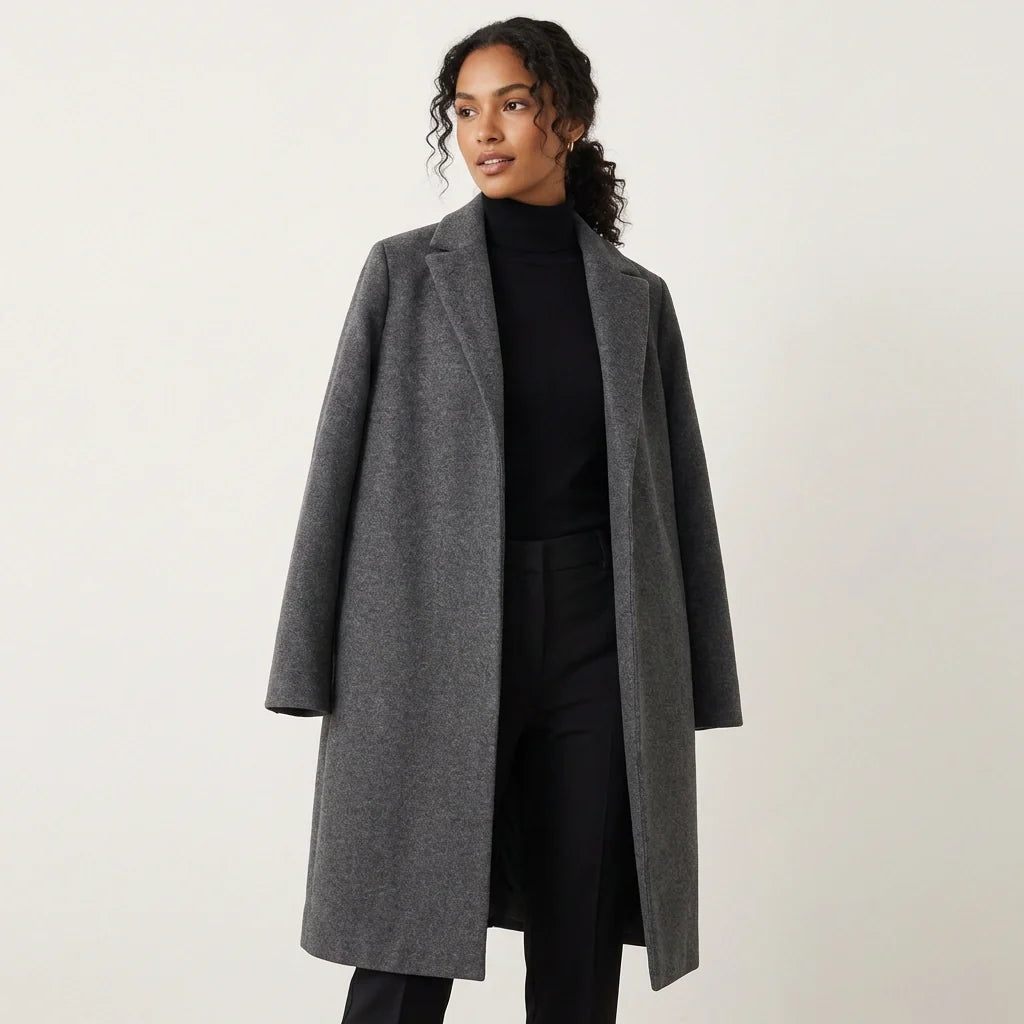 Lange mantel met open design en reverskraag voor dames