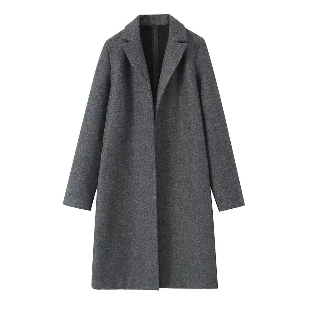 Lange mantel met open design en reverskraag voor dames