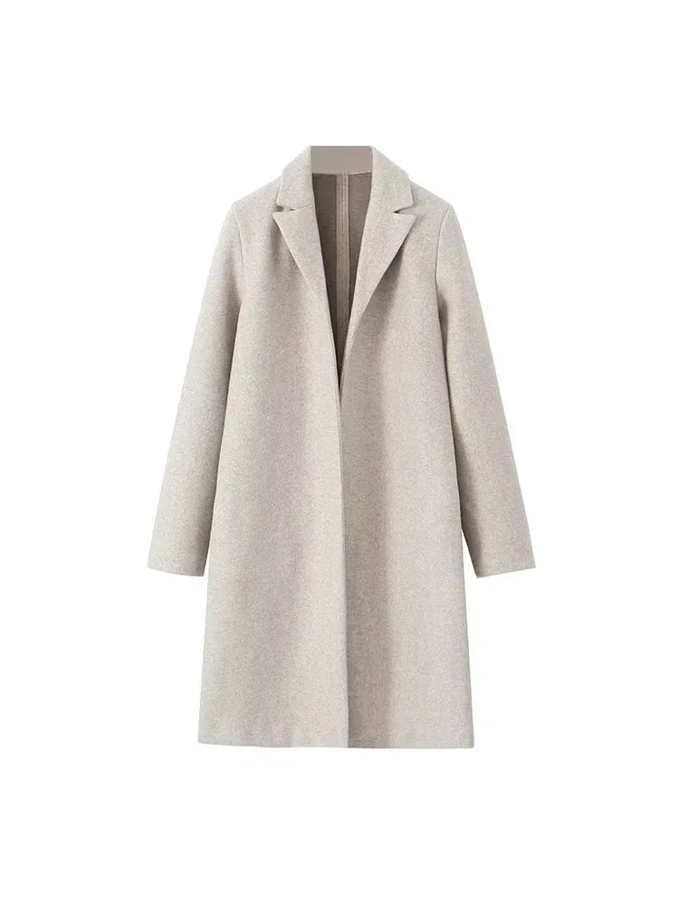 Lange mantel met open design en reverskraag voor dames