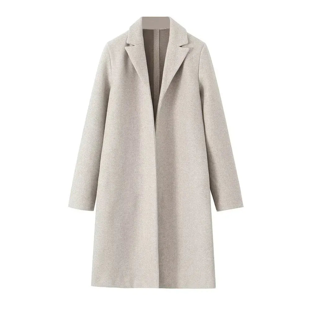 Lange mantel met open design en reverskraag voor dames