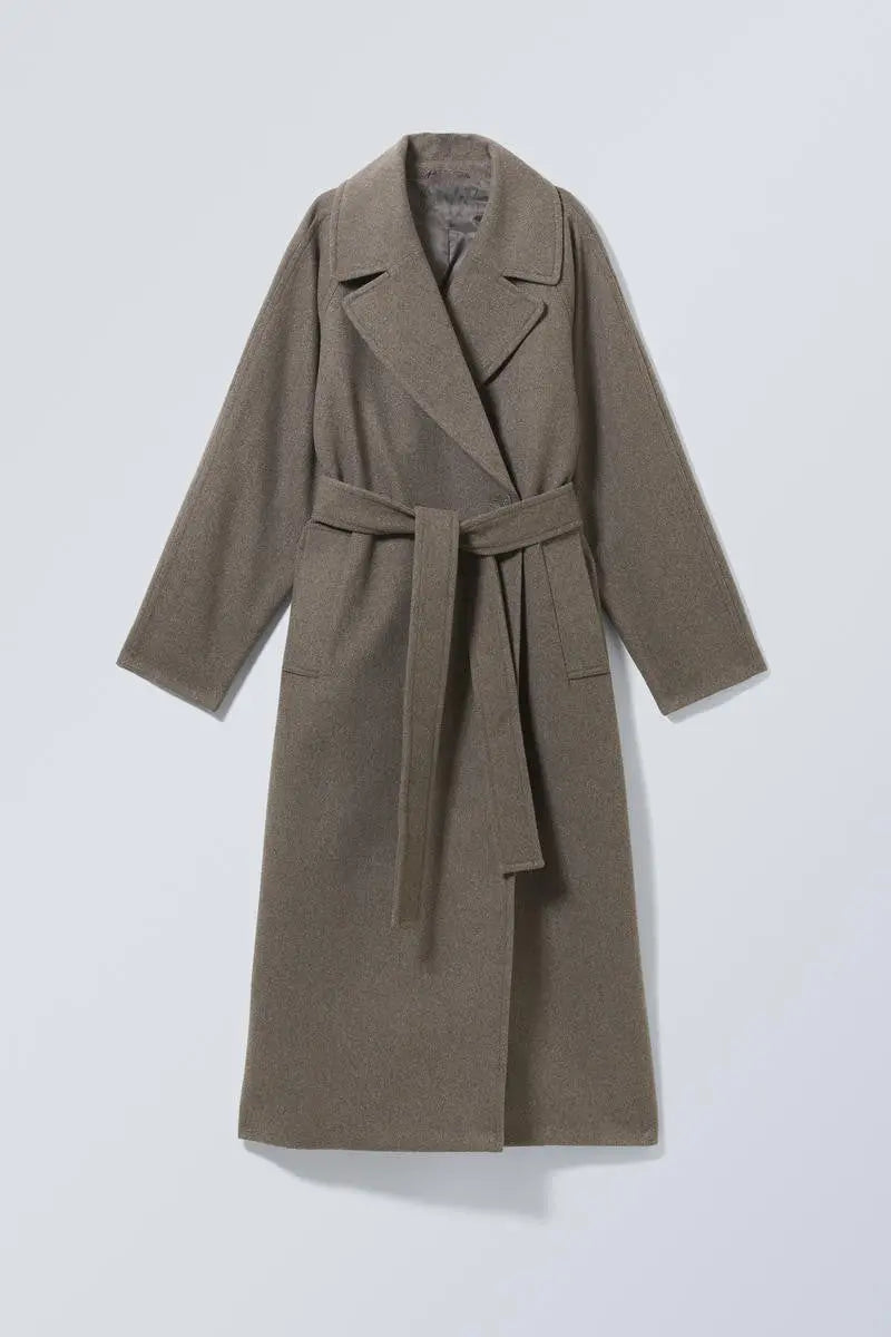 Lange oversized jas met brede revers en knoopsluiting voor dames