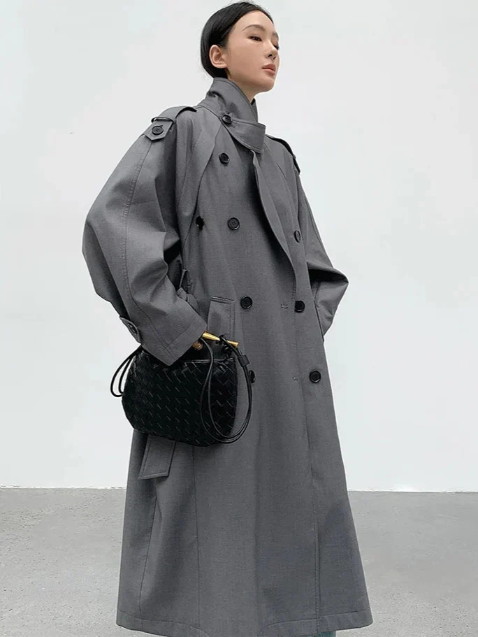 Lange trenchcoat met afneembare ceintuur en stormflap voor dames