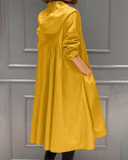 Lange trenchcoat met capuchon en knoopsluiting voor dames in geel