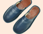 Leren pantoffels met behaaglijke binnenzijde voor dames in blauw