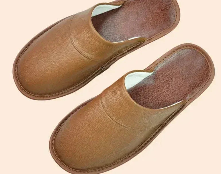 Leren pantoffels met behaaglijke binnenzijde voor dames in bruin