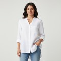 Linnen blouse met knoopsluiting in wit