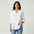 Linnen blouse met knoopsluiting in wit
